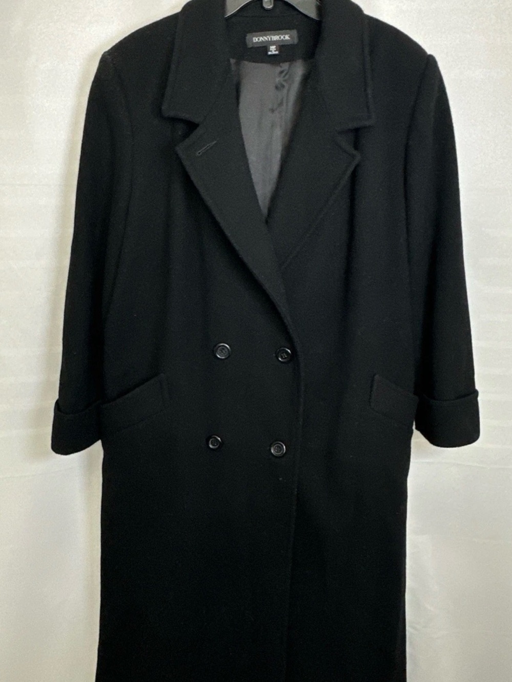 Black Double-Breasted Wool Pea Coat